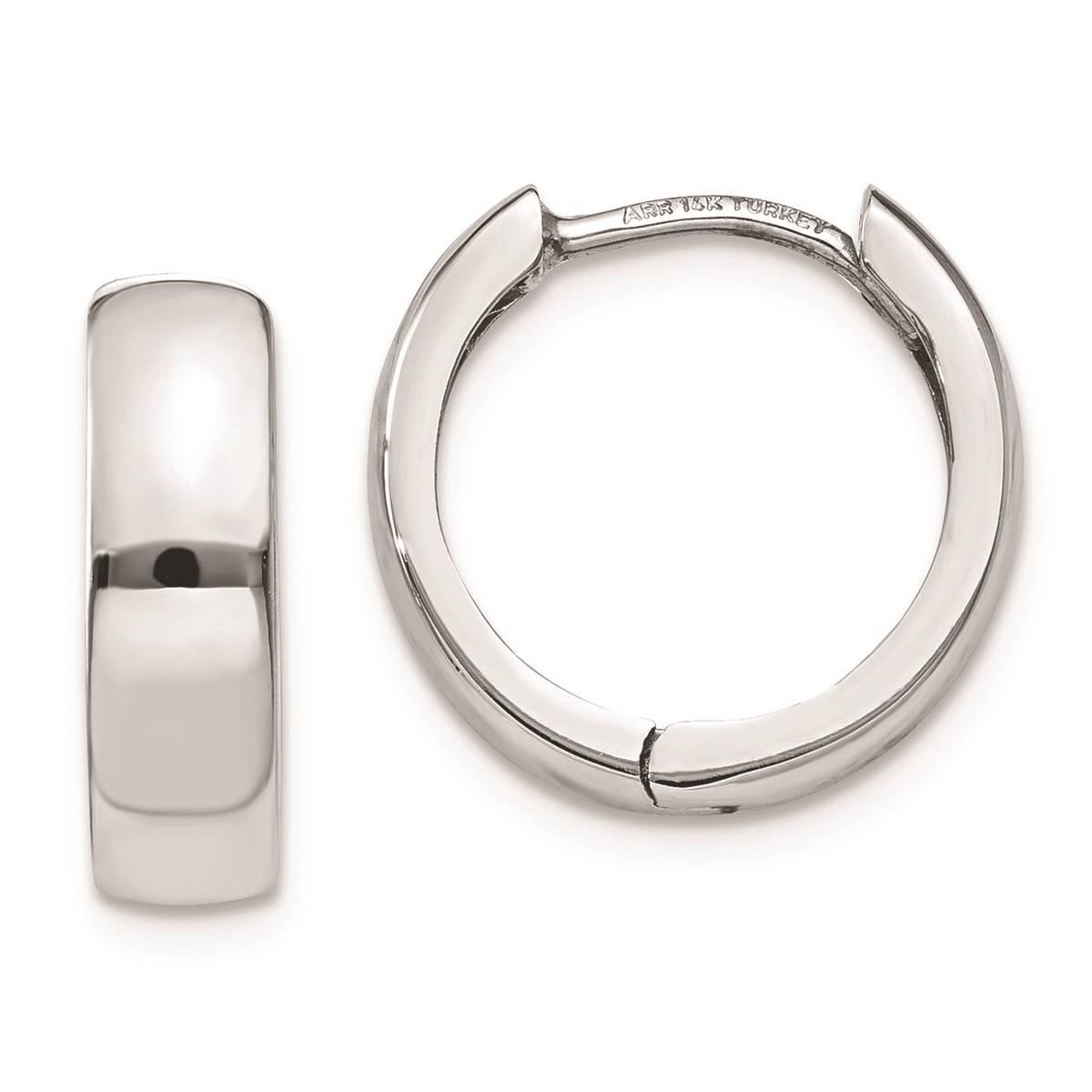 Gold Classics(tm) 14kt. 14mm White Gold Hinged Hoop Earrings