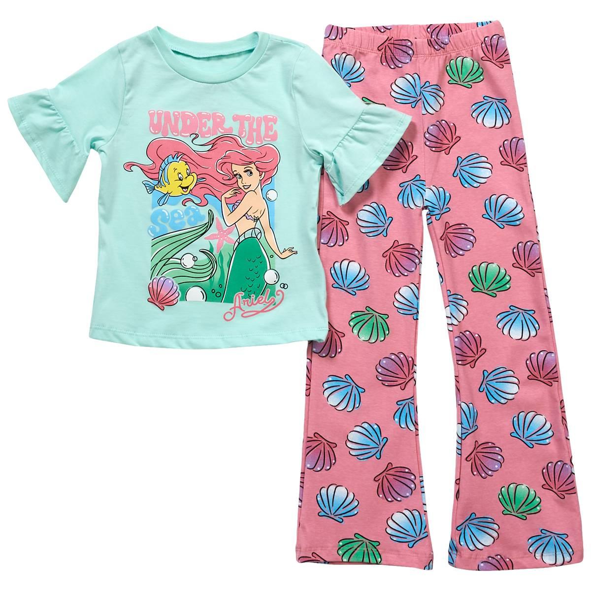 Girls (4-6x) Disney Ariel Short Sleeve w/ Flare Legging Set