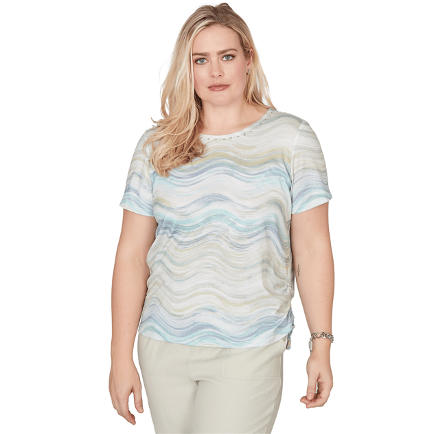 Petite Alfred Dunner Vintage Charm Wavy Stripe Blouse
