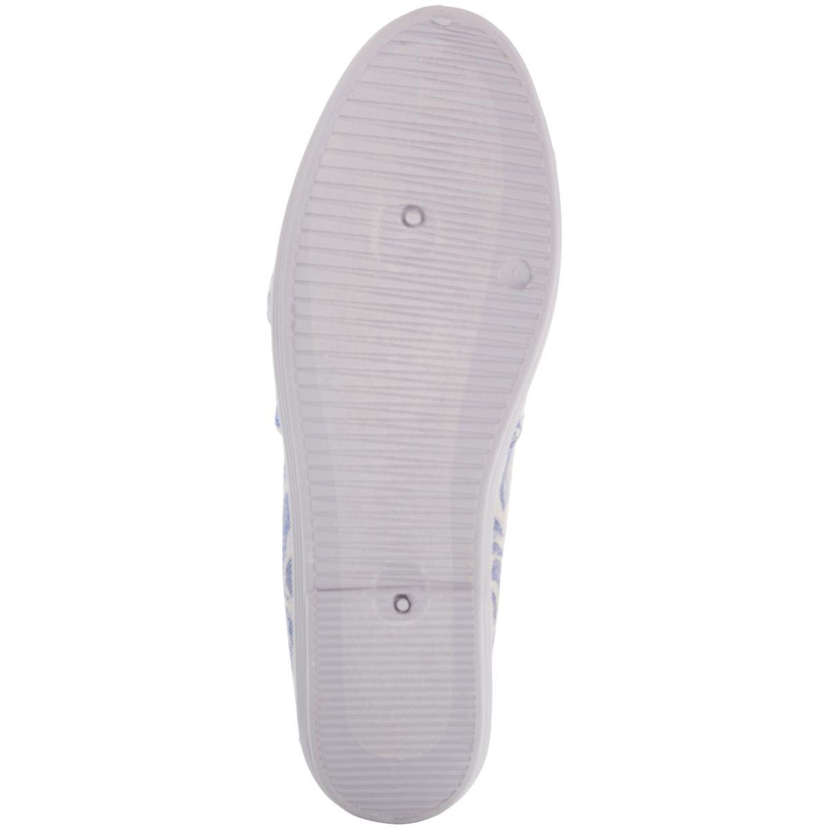 Womens Ashley Blue Canvas Floral Slip On Flats