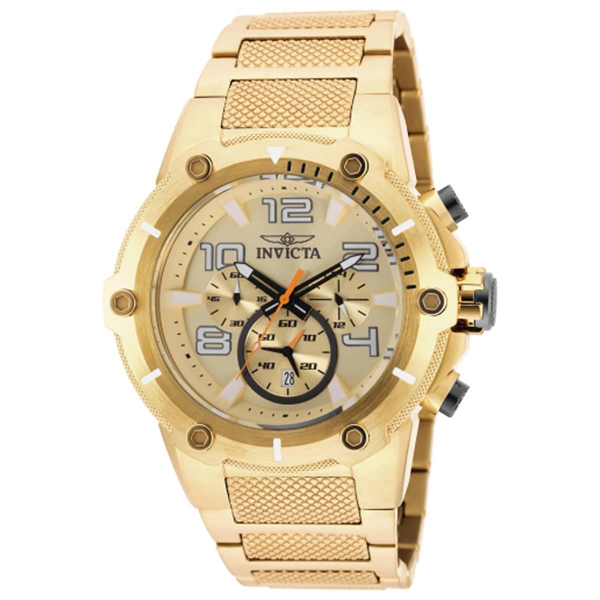 Mens Invicta Speedway Gold Dial Quartz Watch - 19529
