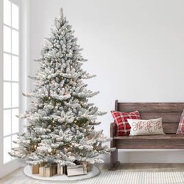 Puleo International 7.5ft. Flocked Royal Spruce Christmas Tree