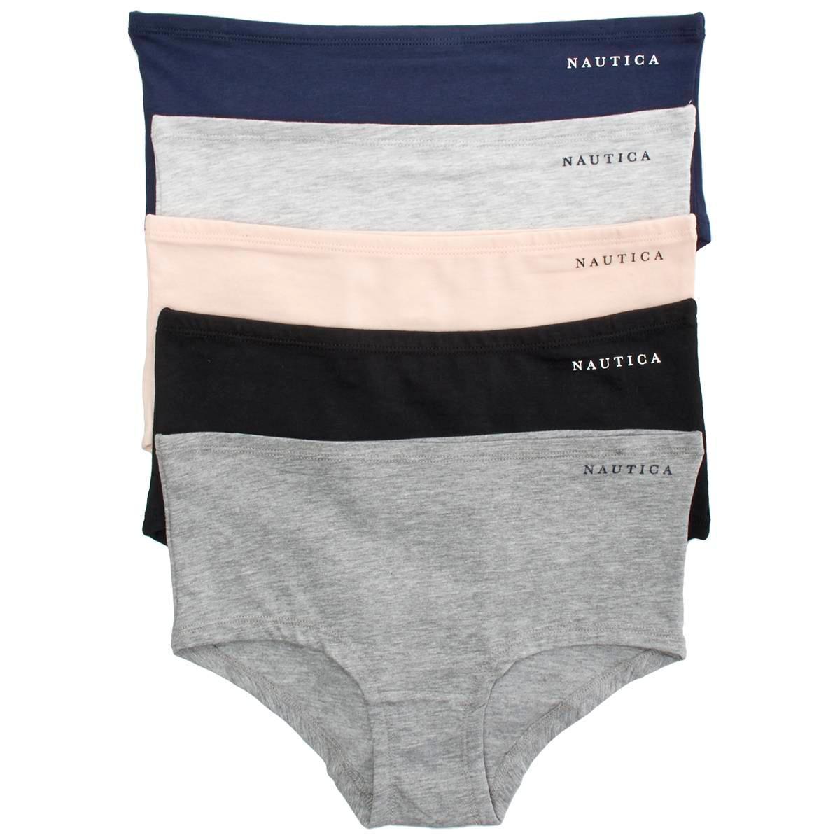 Womens Nautica 5pk. Cotton Boyshorts w/ Logo - NT8798-5PKD