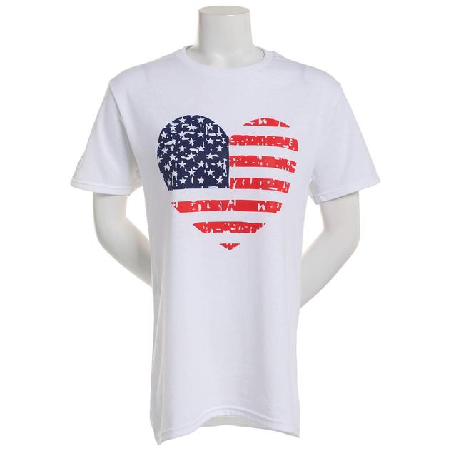 Womens JERZEES Short Sleeve Americana Flag Heart Tee