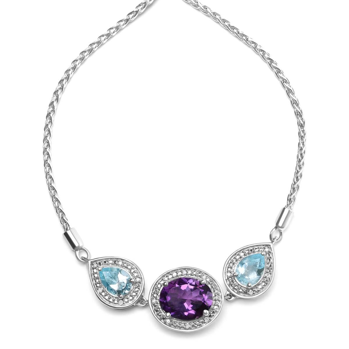 Haus of Brilliance Purple Amethyst & Blue Topaz Bolo Bracelet