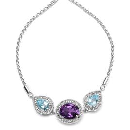 Haus of Brilliance Purple Amethyst & Blue Topaz Bolo Bracelet