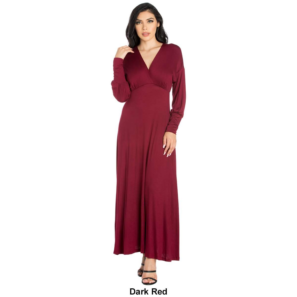 Womens 24/7 Comfort Apparel V-Neck A-Line Dress