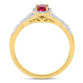 Gemstone Classics™ Created Ruby 1/10ctw. Lab Grown Diamond Ring