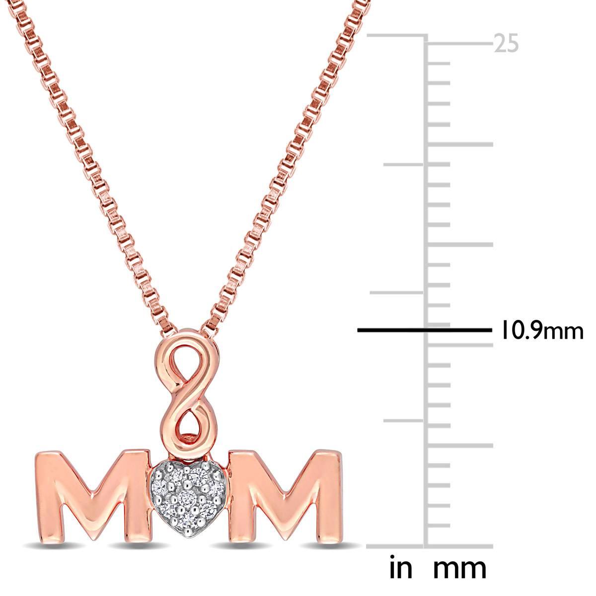 Sophia B Pink Silver 0.03ct. Diamond Accent Mom Chain Necklace