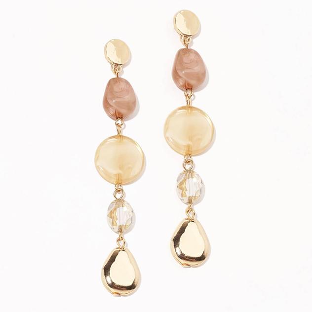 Ashley Cooper™ Gold-Tone Brown & Metal Beaded Liner Earrings