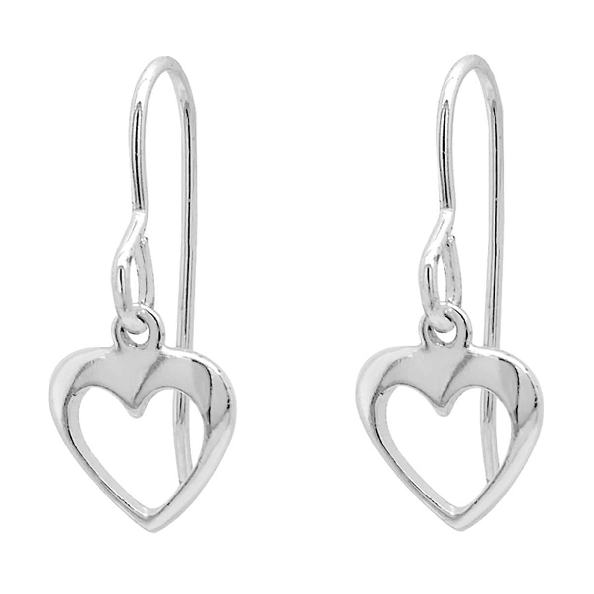 Marsala Sterling Silver Open Heart Drop Earrings