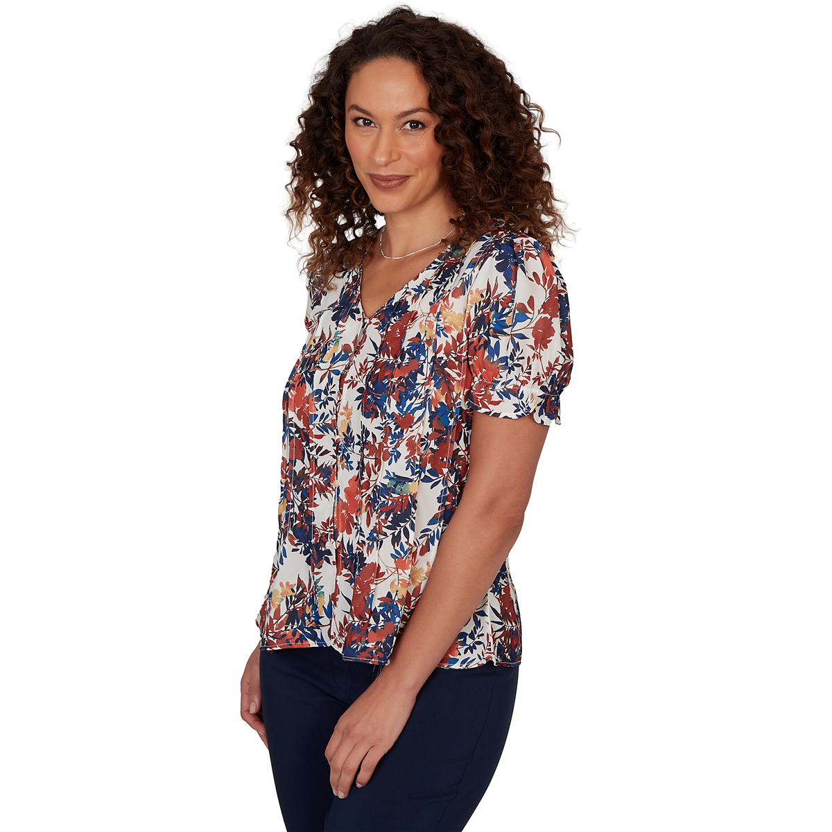 Petite Emaline Summer In The City Puff Sleeve Pleated Blouse