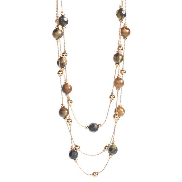 Ashley Cooper™ Brown & Gold-Tone Beads Multi-Strand Necklace