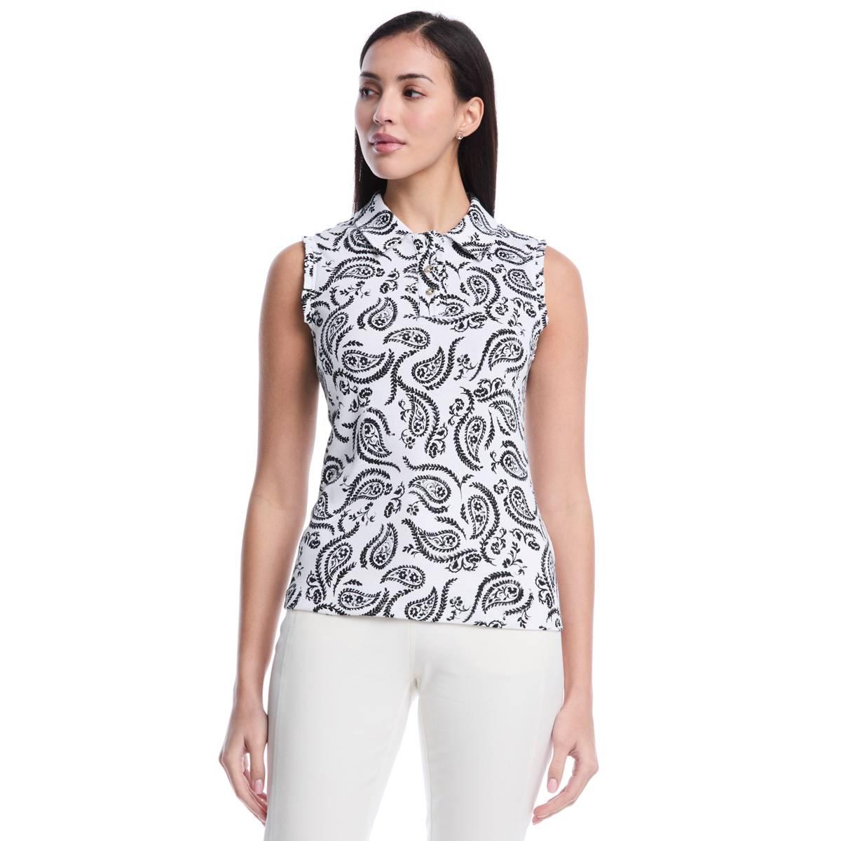 Womens Rafaella(R) Sleeveless Ruffle Trim Swimming Paisley