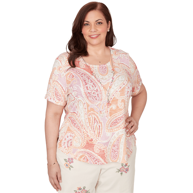 Plus Size Alfred Dunner Beachcomber Short Sleeve Paisley Tee