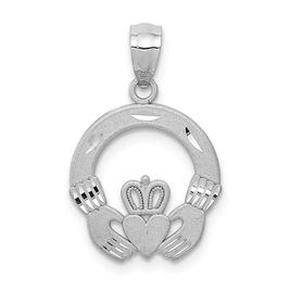 Gold Classics(tm) 14kt. White Gold Solid Claddagh Pendant