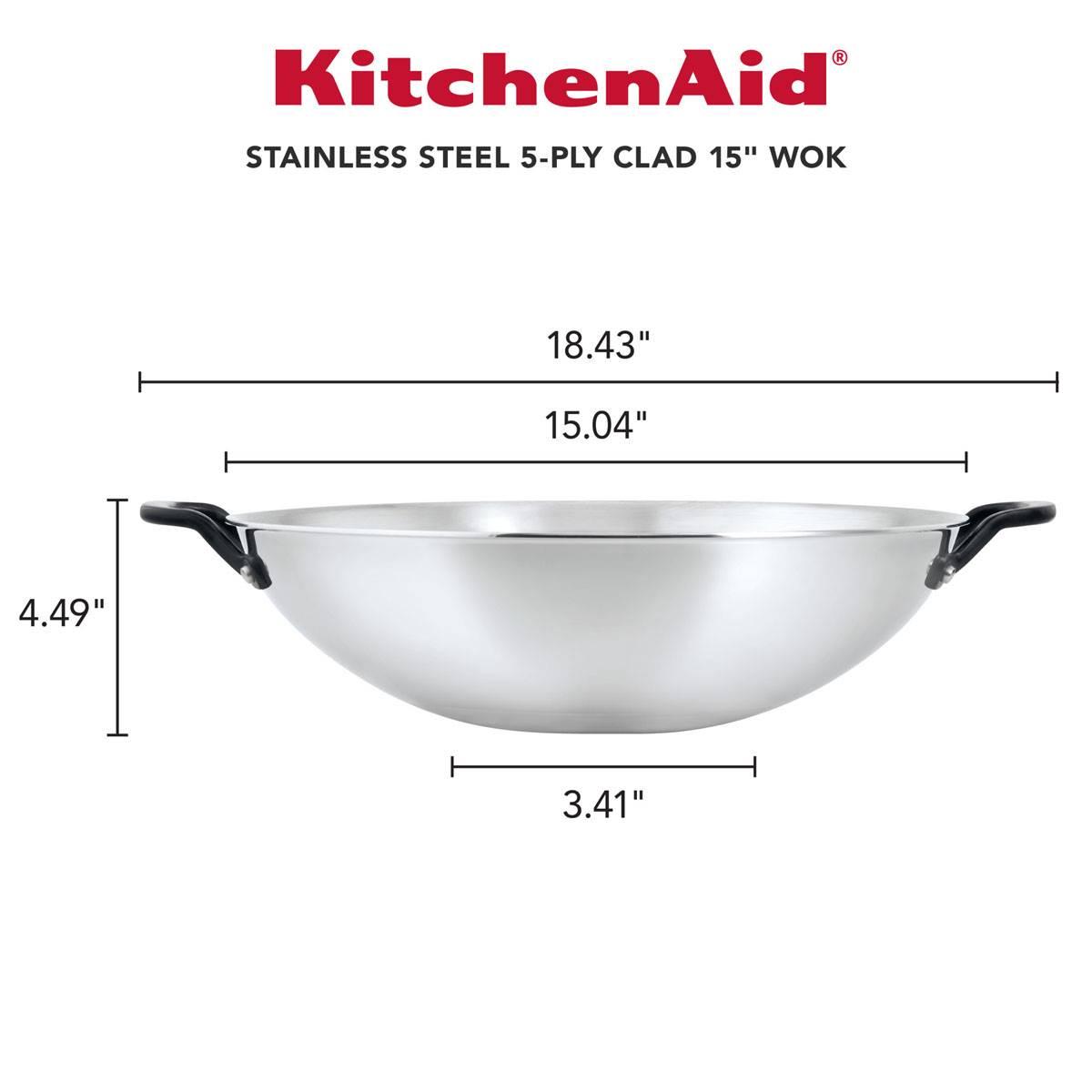 KitchenAid® 15in. 5-Ply Clad Stainless Steel Wok
