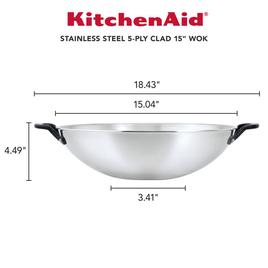 KitchenAid® 15in. 5-Ply Clad Stainless Steel Wok