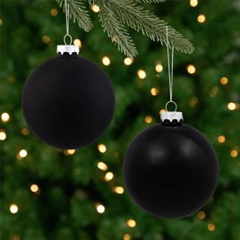 Northlight 4ct. Black 2-Finish Glass Ball Christmas Ornaments
