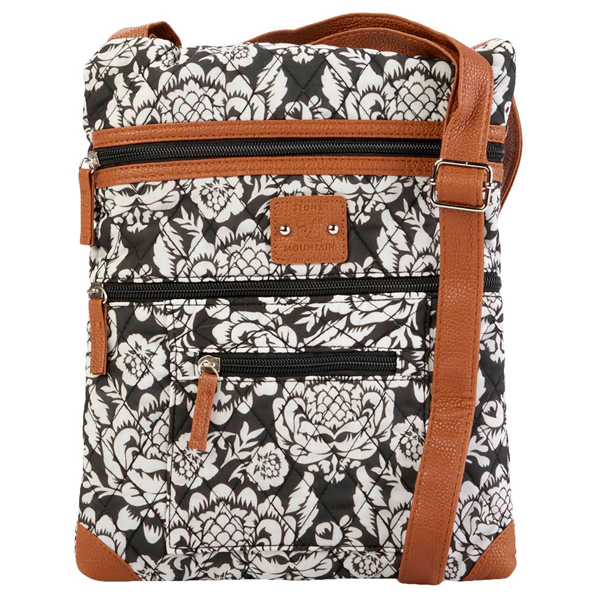 Stone Mountain Quilted Lockport Floral Crossbody - Black/White