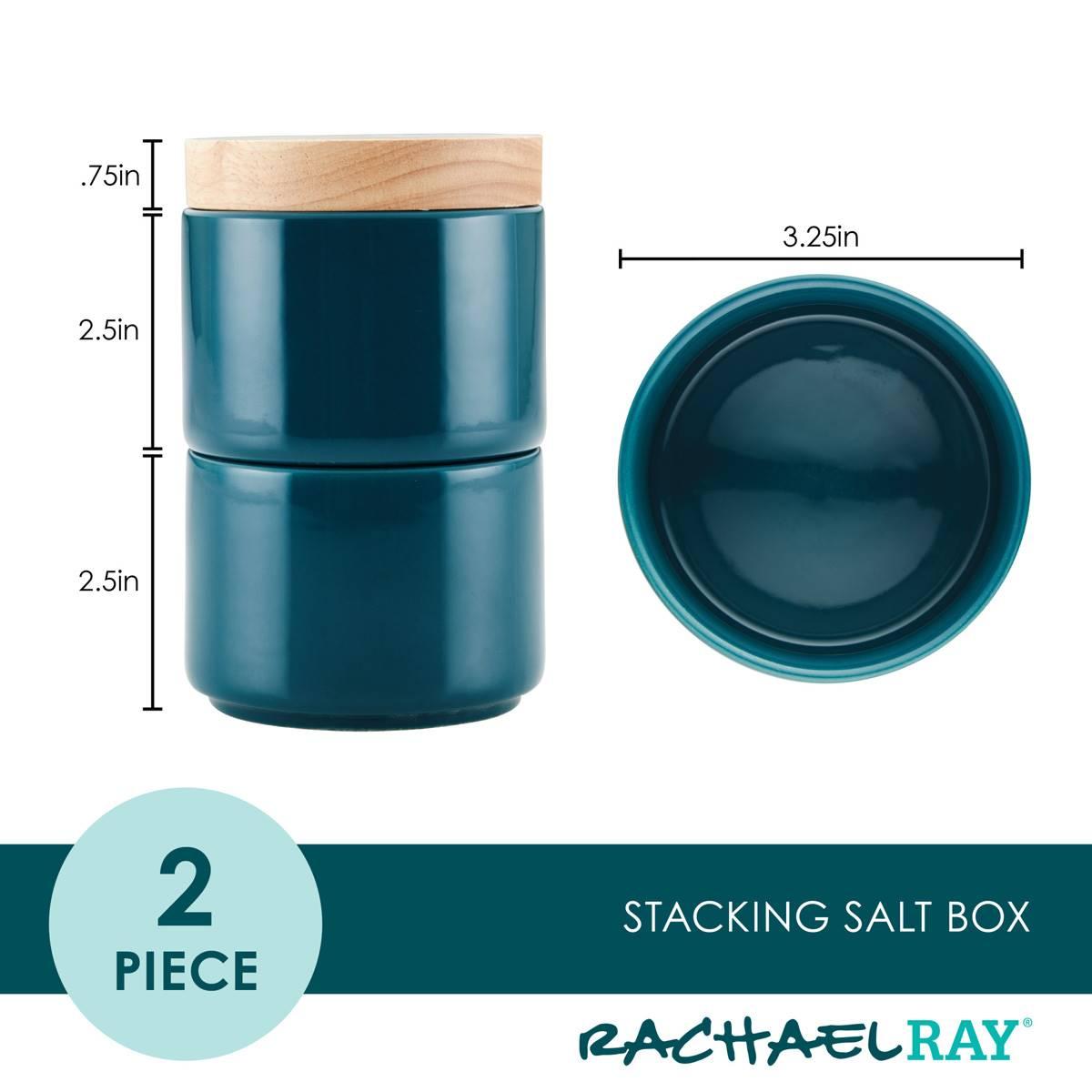 Rachael Ray 2pc. Ceramic Stacking Spice Box Set w/Lid-Teal Blue