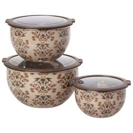 Homestead 3pc. Stainless Steel Floral Printed Bowl Set w/Lids