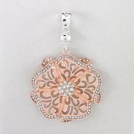 Wearable Art Rose Gold Crystal Filigree Flower Enhancer
