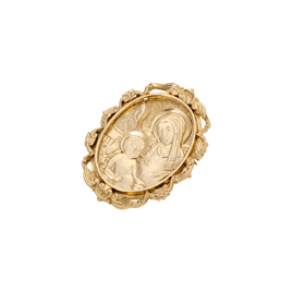 Symbols of Faith Gold Tone Virgin Mary & Child Etched Pin