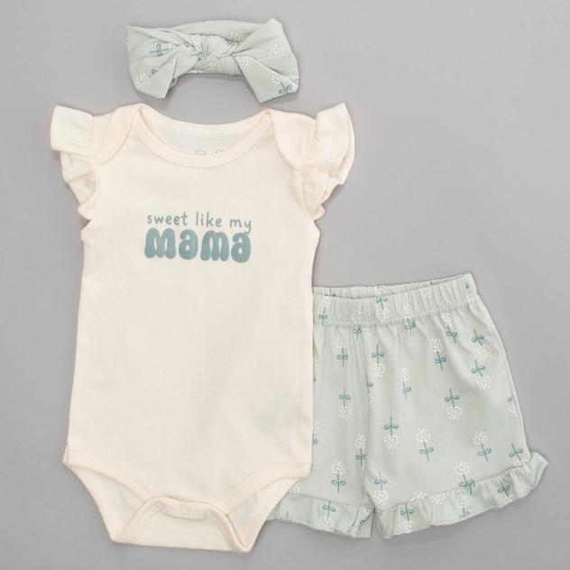 Baby Girl (NB-9M) René Rofé® 3pc. Sweet Like Mama Bodysuit Set
