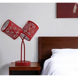 HomeRoots 17in. Red Metal Two Light Abstract Table Lamp
