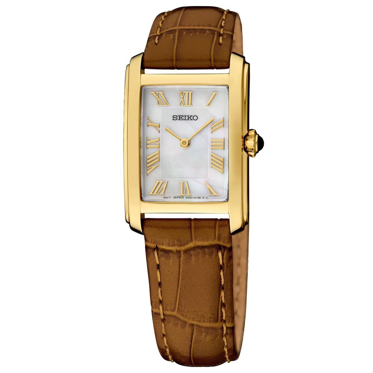 Womens Seiko Essentials Collection Gold-Tone Watch - SWR100