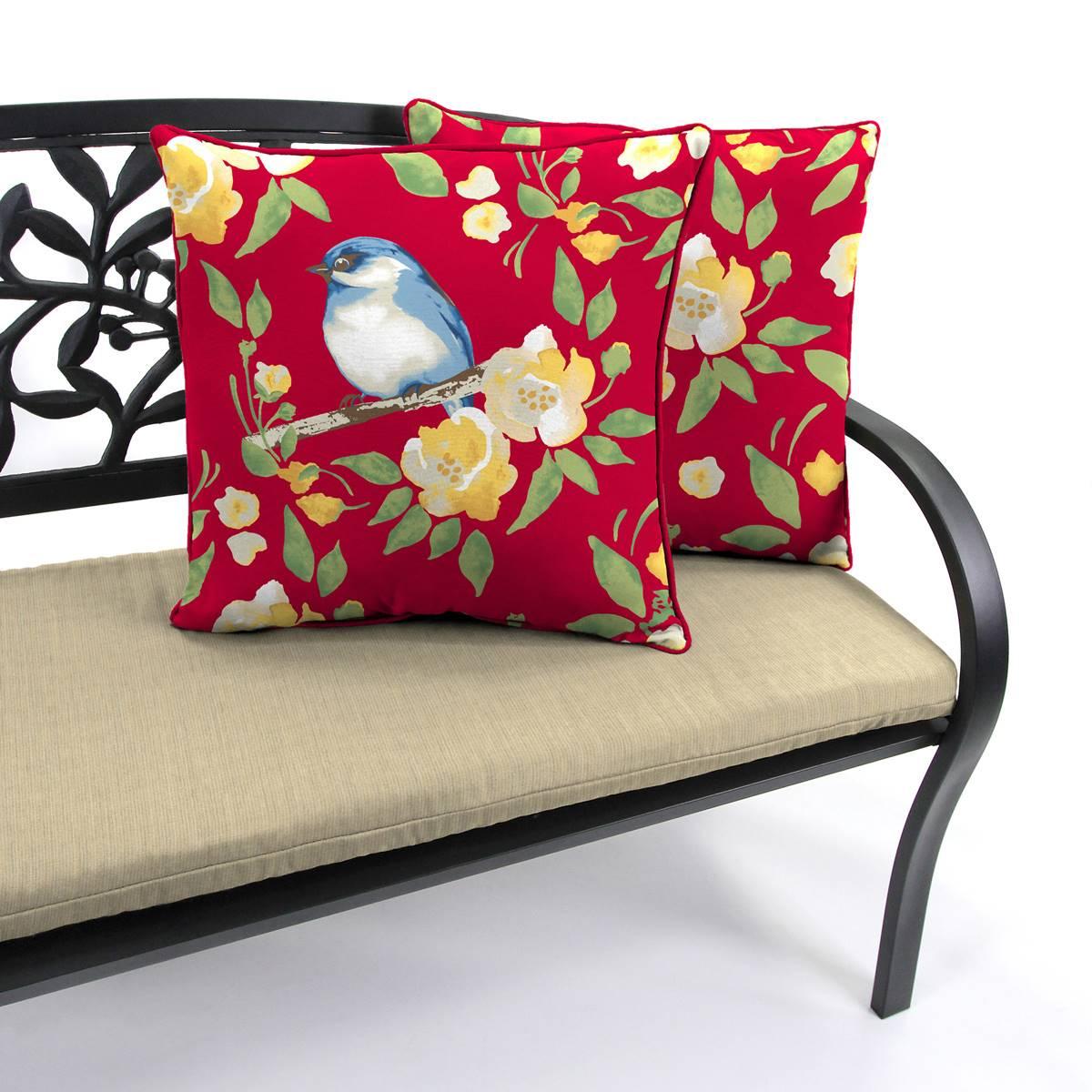Jordan Manufacturing Bluebird Floral Outdoor Throw Pillow