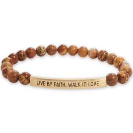 Beautiful Blessings Beaded Stretch Bracelet with Gold Faith Bar