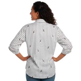 Plus Size Notations Roll Tab Sleeve Cheetah Stripe Button Down