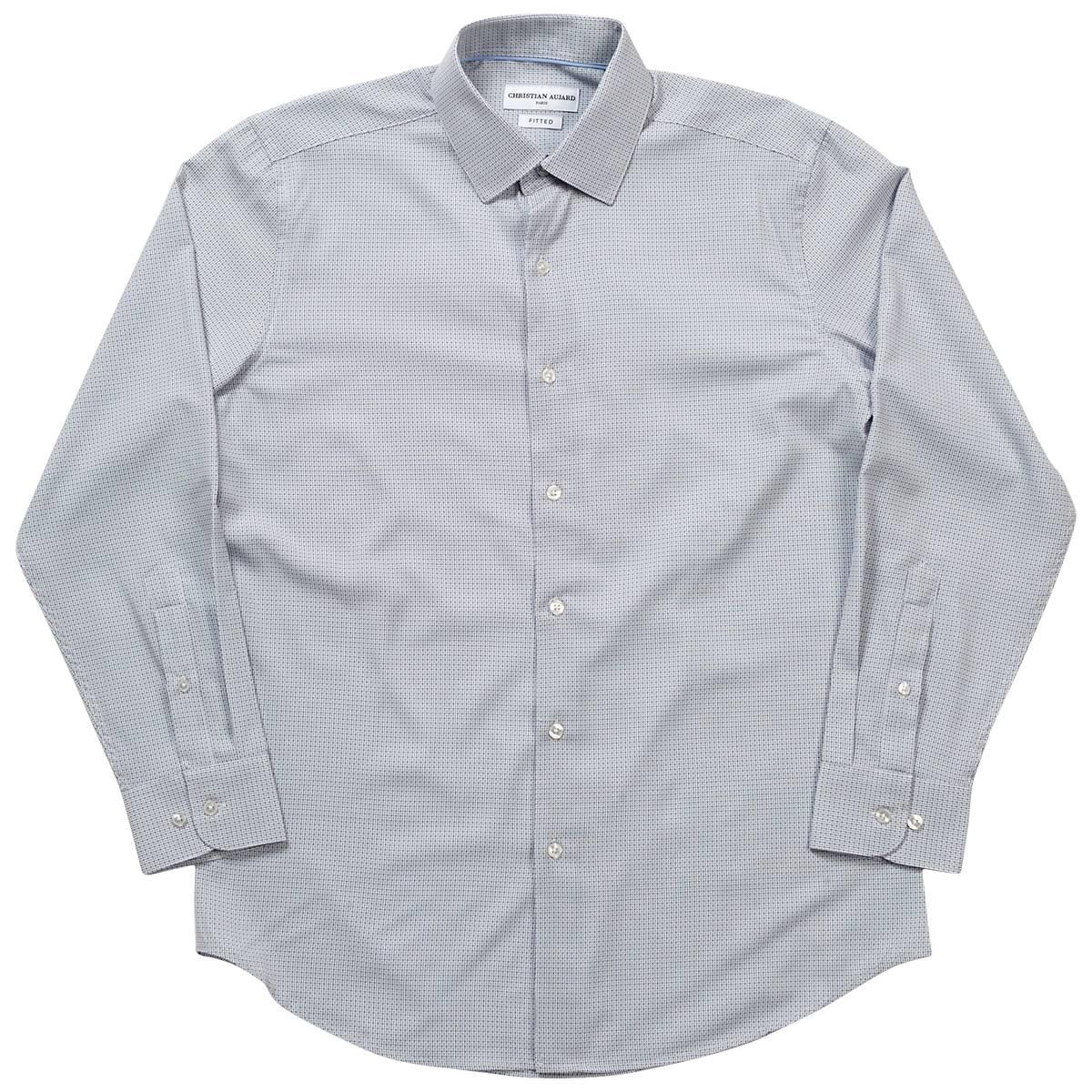 Mens Christian Aujard Fitted Geometric Print Dress Shirt - Grey