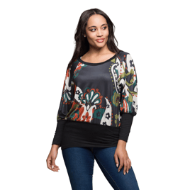 Womens 24/7 Comfort Apparel Paisley Multicolor Banded Blouse