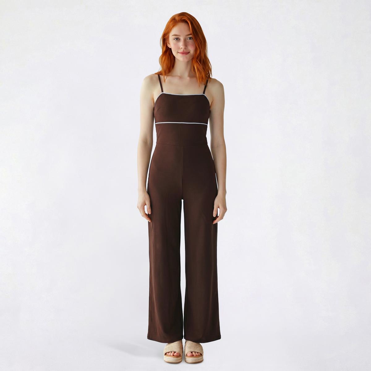 Juniors Madden Girl Knit Dobby Piped Trim Jumpsuit