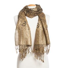 Womens Lurex Paisley Jacquard Pashmina Style Scarf