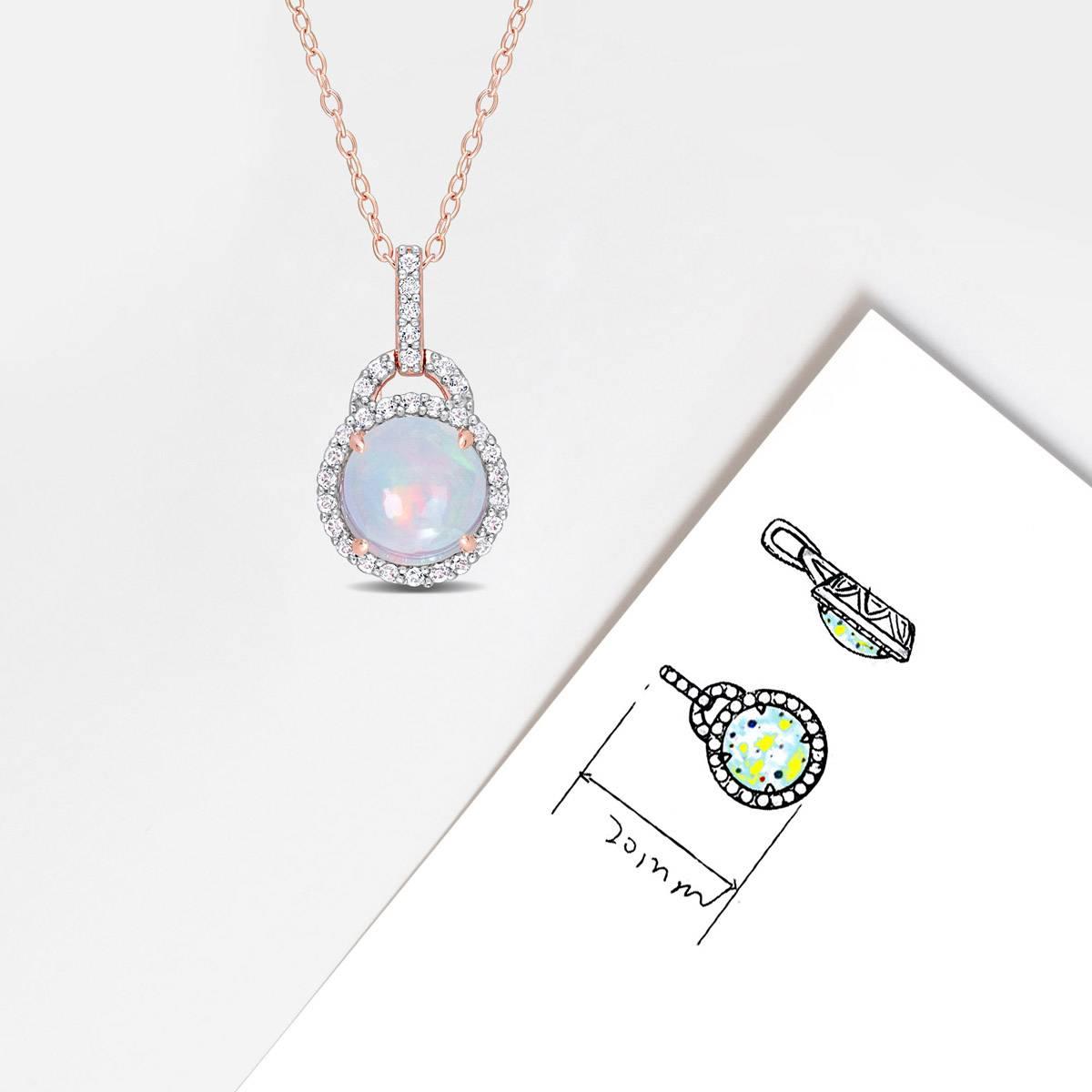 Sophia B 3 1/4ctw. Ethiopian Opal & White Topaz Pendant