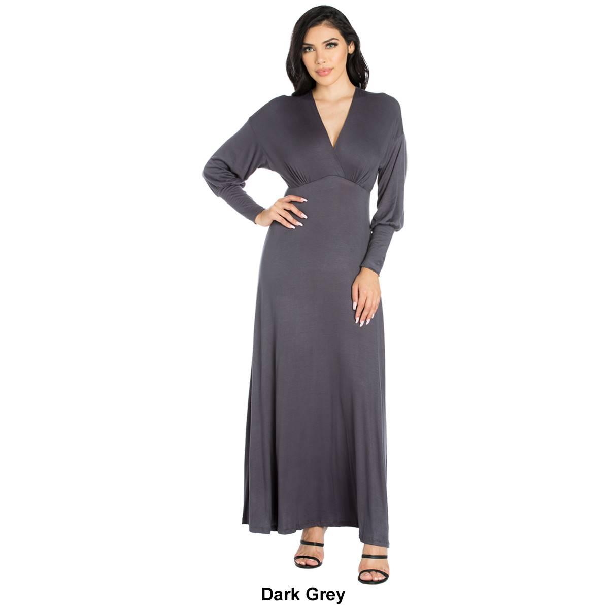 Womens 24/7 Comfort Apparel V-Neck A-Line Dress