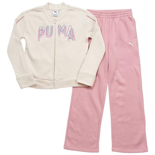 Girls (7-16) Puma® 2pc. Collared Logo Jacket & Wide Leg Pants Set