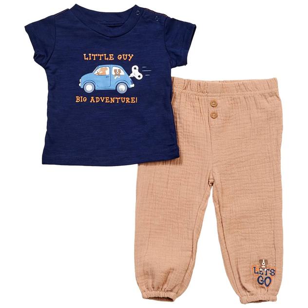 Baby Boy (12-24M) Quiltex® Little Guy Big Adventure Pants Set
