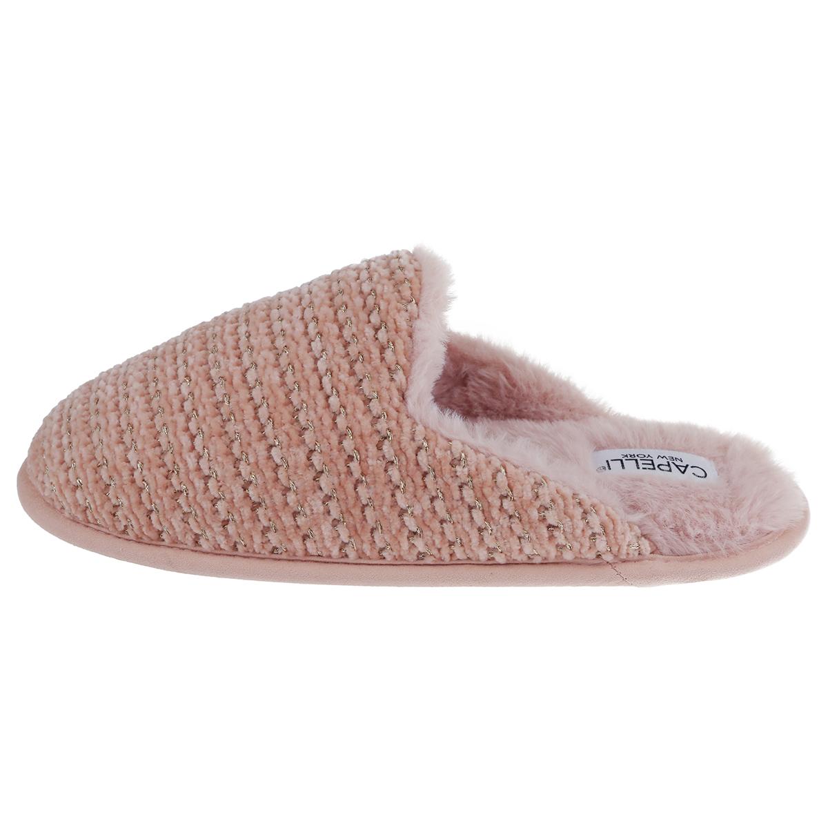 Womens Capelli New York Chenille Scuff Slippers with Lurex