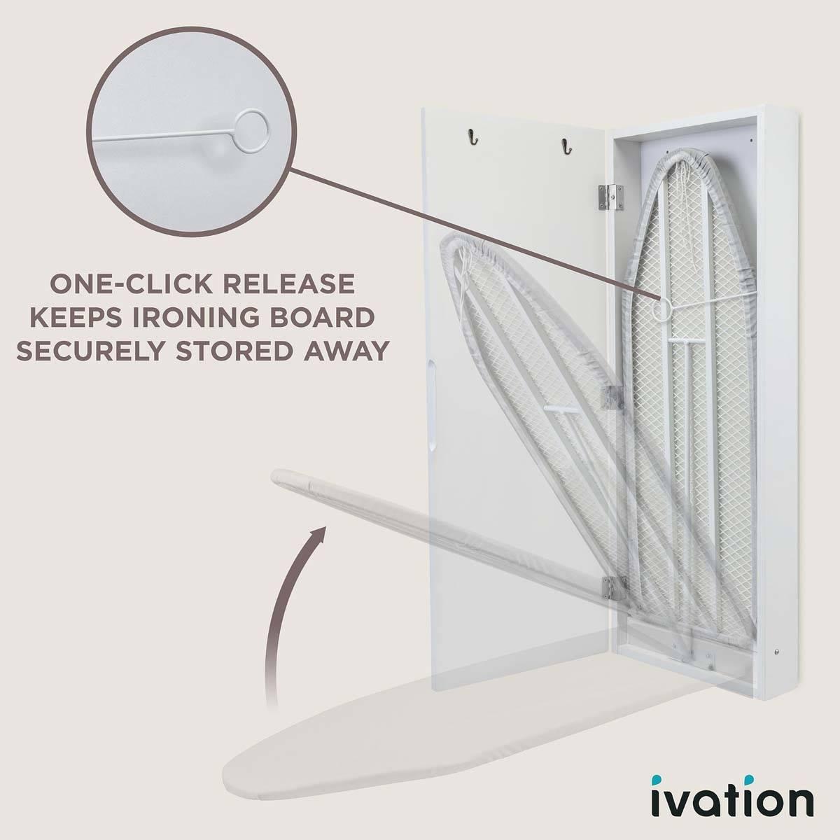 Ivation Wall Mounted Left Side Door Ironing Board w/ Mirror