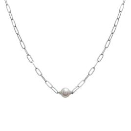 Gemstone Classics(tm) Sterling Silver & Pearl Trendy Chain Necklace