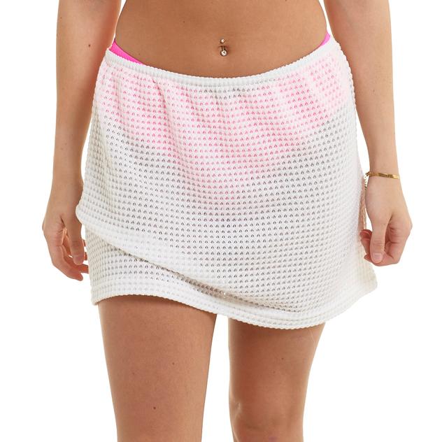 Juniors Cover Me Markuja Pointelle Beach Cover-Up Mini Skirt