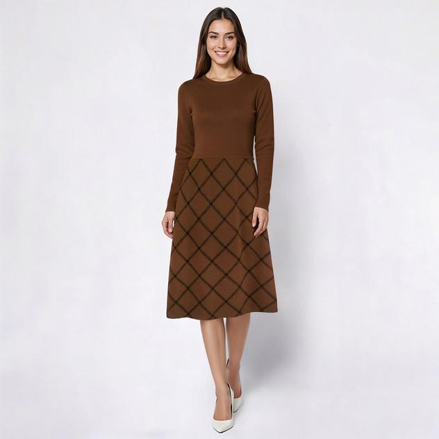 Womens Ninety Clothing Diagonal Diamond Fit & Flare Dress