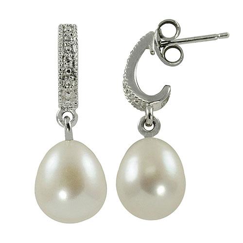 Gemstone Classics(tm) Sterling Silver Drop Pearl Earrings