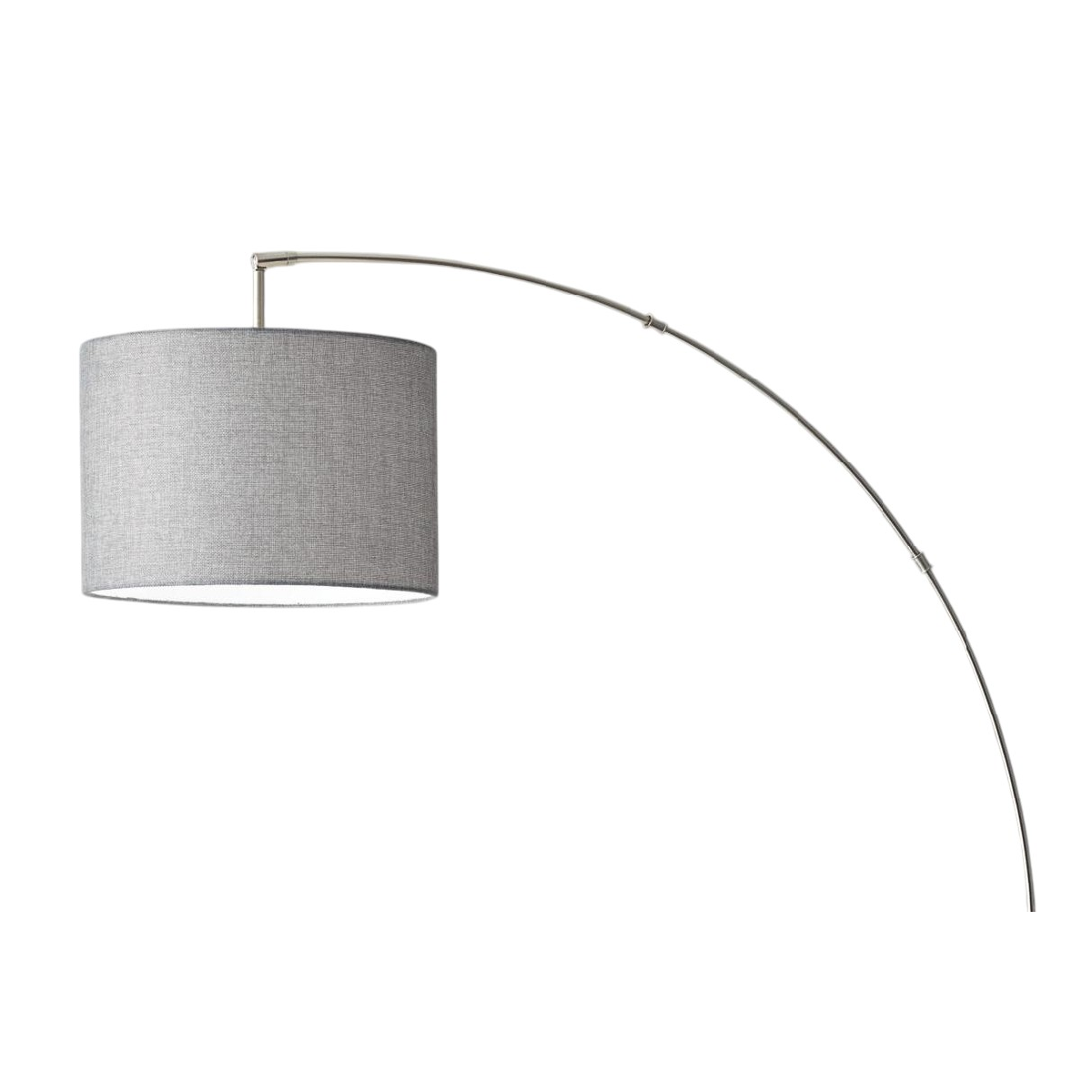 HomeRoots 74in. Silver Metal Arched Floor Lamp With Linen Shade