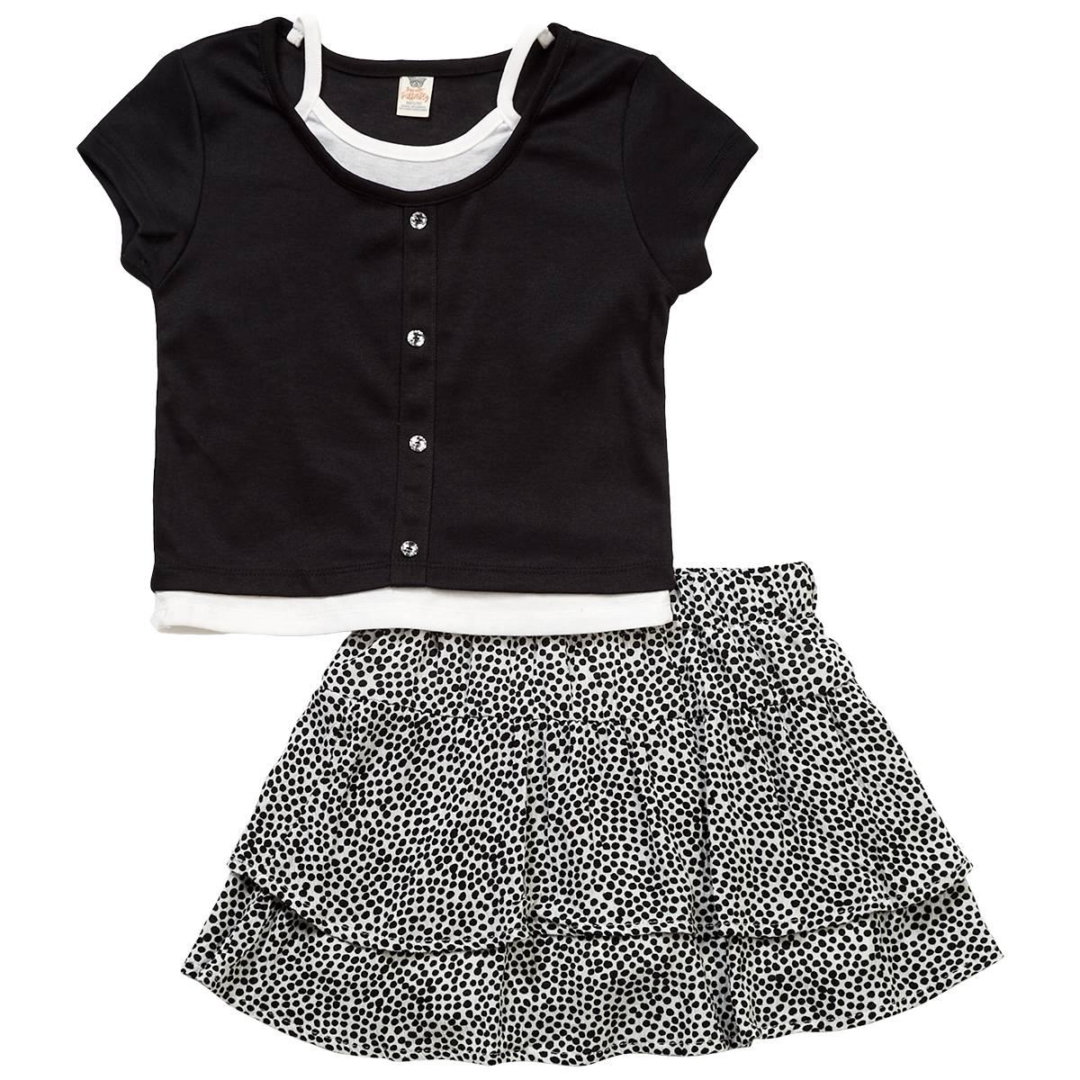 Girls (4-6x) Sweet Butterfly 2pc. Faux Layered Top & Dot Skort